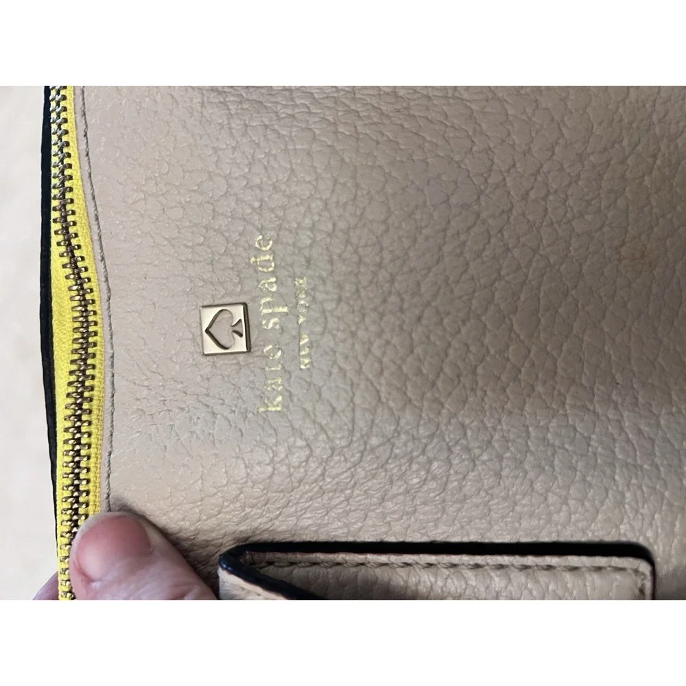 kate spade new york Colorblock Satchel Yellow Beige Striped Interior Large